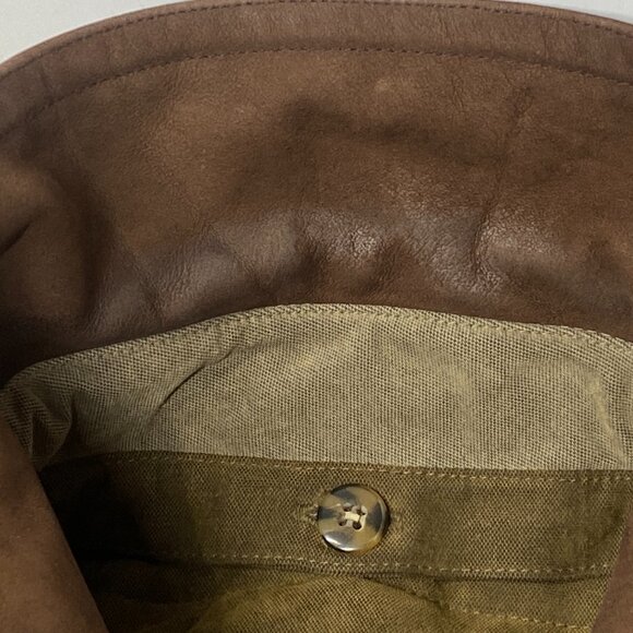 Men's Medium Leather Collar Bomber Jacket - Rainforest - Picture 6 of 15